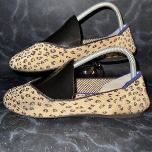 Rothy's The Flat Cheetah Print Knit Slip On Ballet Flats Shoe Womens Size 8.5